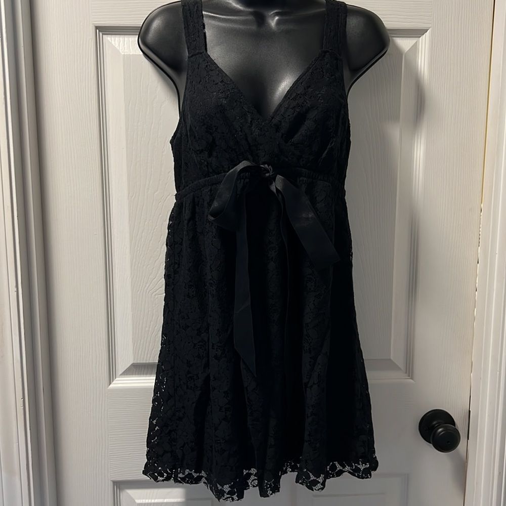 Black dress with flower lace & a bow up front